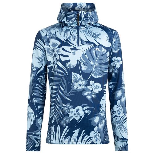 J. Lindeberg Men's Aerial Print Hooded 1/4 Zip Fleece Jacket
