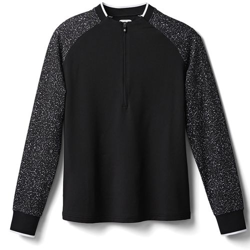 FootJoy Women's Twill Back Jersey Granite Sleeves 1/4 Zip Pullover