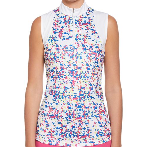Ben Hogan Women's Geo Print Blocked 1/4-Zip Sleeveless Polo