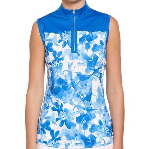 Ben Hogan Women's Floral Print Sleeveless 1/4-Zip Polo