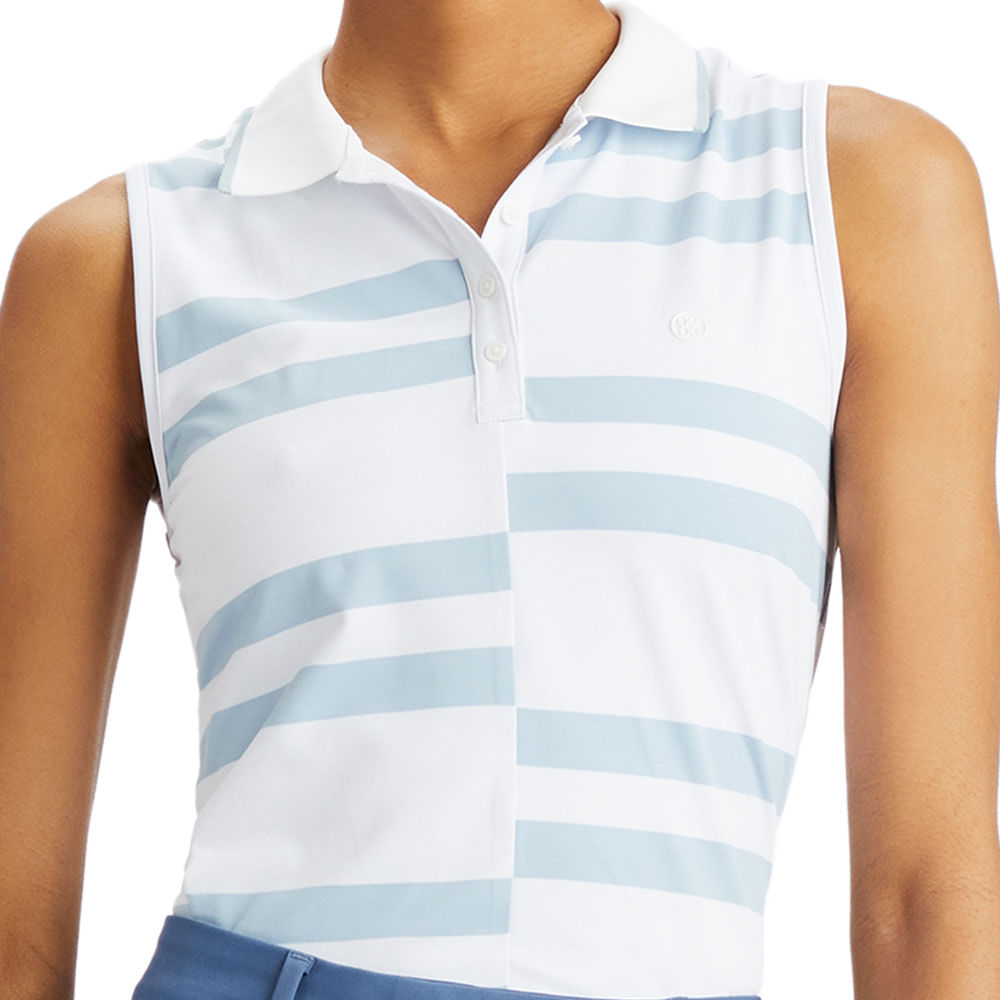 G/FORE Women's Offset Stripe Tech Piqué Sleeveless Polo