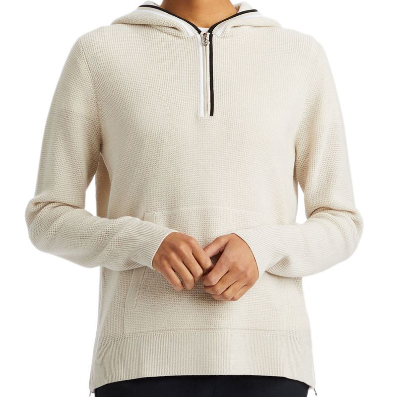 G/FORE Women's Waffle Stitch Merino Wool Hooded 1/4-Zip Sweater