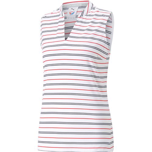 PUMA Women's Volition Striped Sleeveless Golf Polo