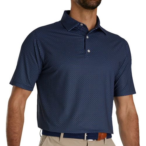 FootJoy Men's Lisle Dot Geo Print Self Collar Golf Polo