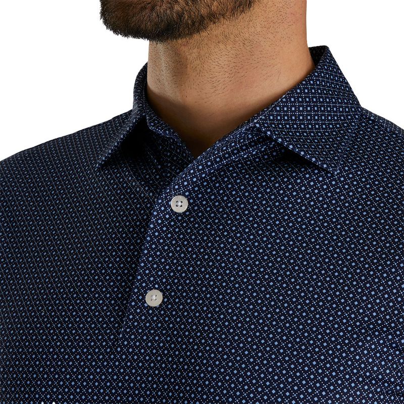 FootJoy Men's Lisle Dot Geo Print Self Collar Golf Polo - Worldwide ...