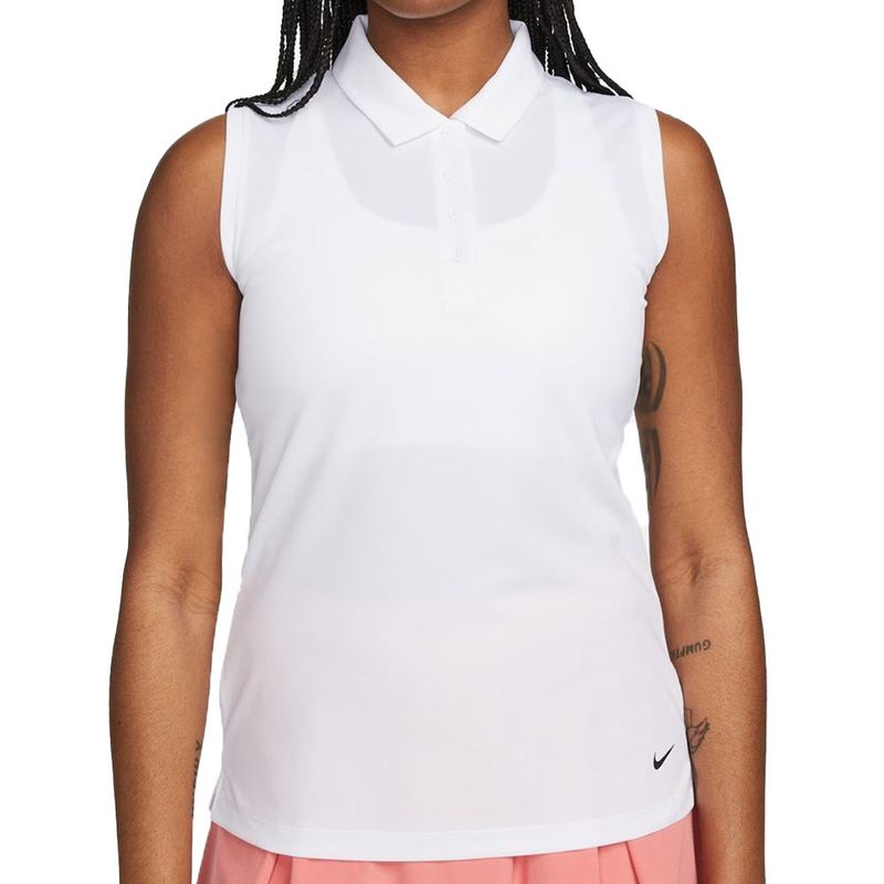 Nike Women's Dri-Fit Victory Sleeveless Golf Polo, Small, White