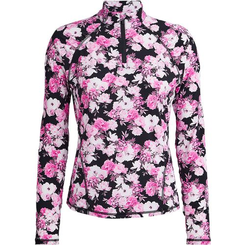 G/FORE Women's Photo Floral Silky Tech Nylon Ruched 1/4 Zip Pullover