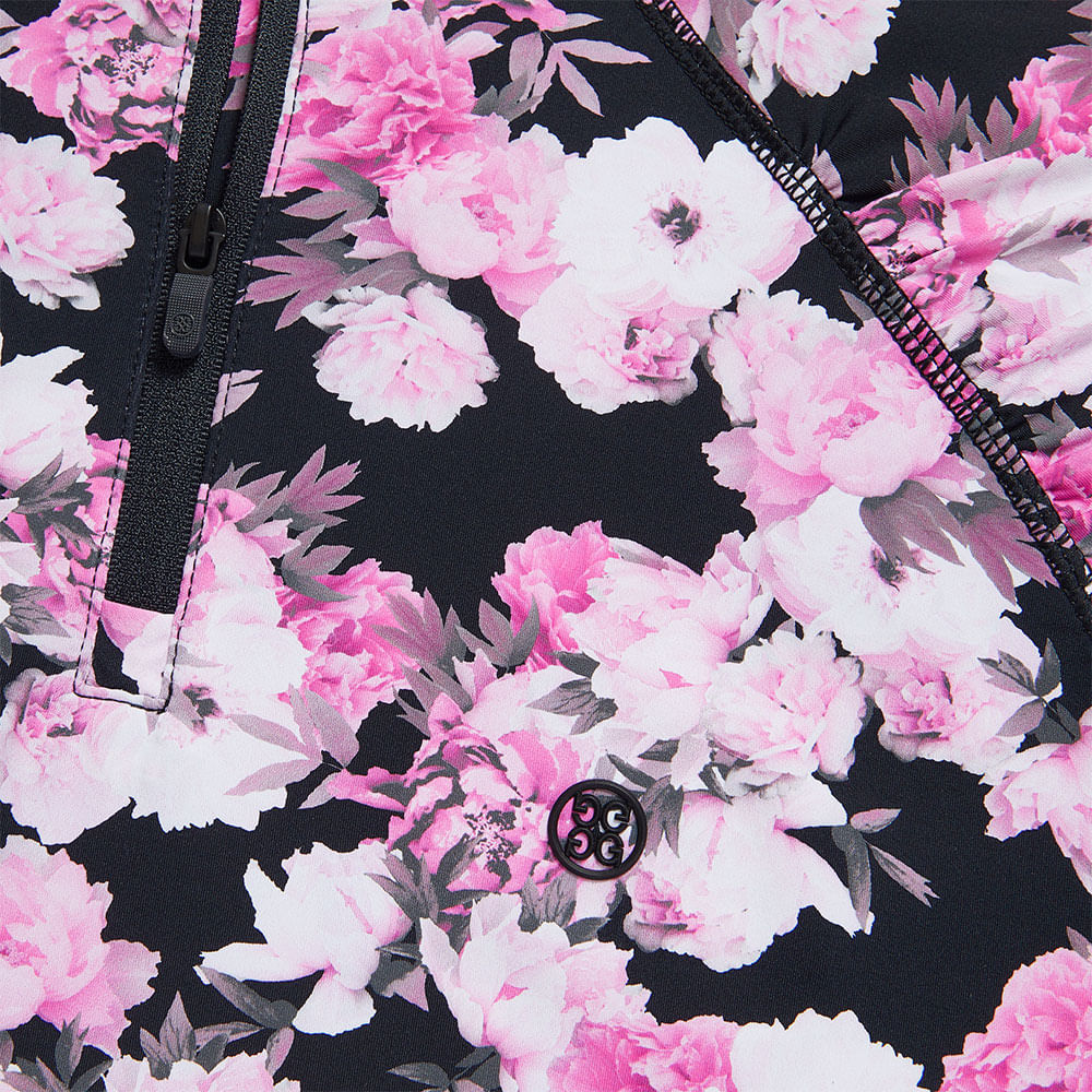 G/FORE Women's Photo Floral Silky Tech Nylon Ruched 1/4 Zip