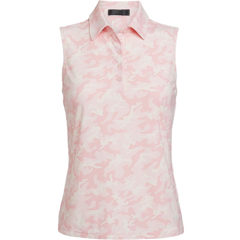 G/FORE Women's Pink Camo Silky Tech Nylon Sleeveless Polo