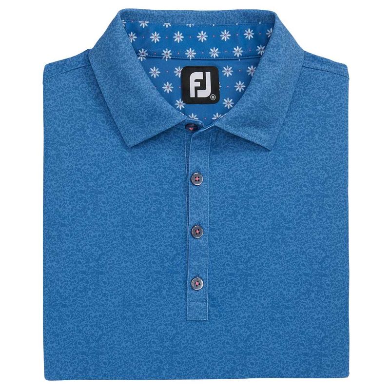 FootJoy Men's Texture Print with Trim Stretch Pique Self Collar Polo ...