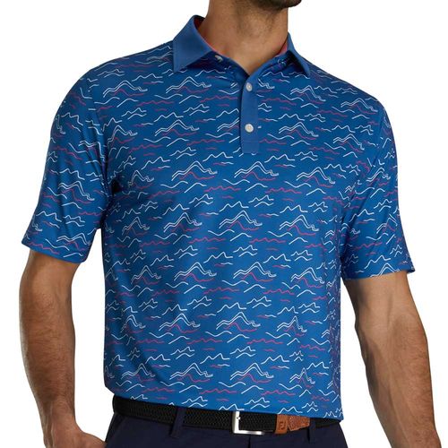 FootJoy Men's Wave Print Lisle Self Collar Polo