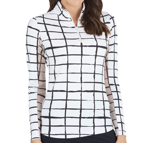 IBKUL Women's Cordova Print Long Sleeve Mock Neck Top