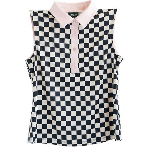 Fore All Women's Ruby Checkered Sleeveless Polo