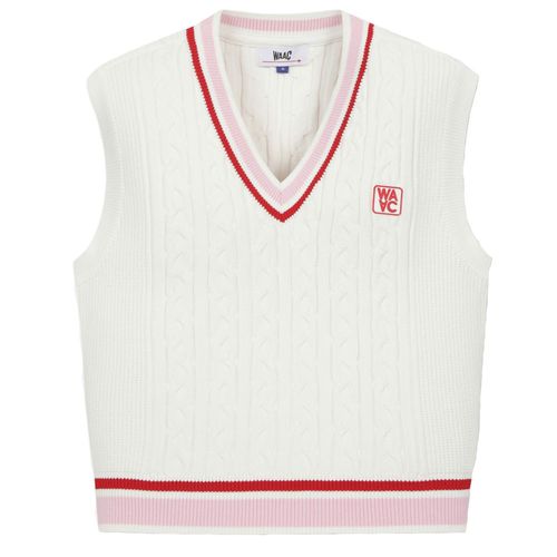 WAAC Women's Athletic Fit V-Neck Cable Knit Vest