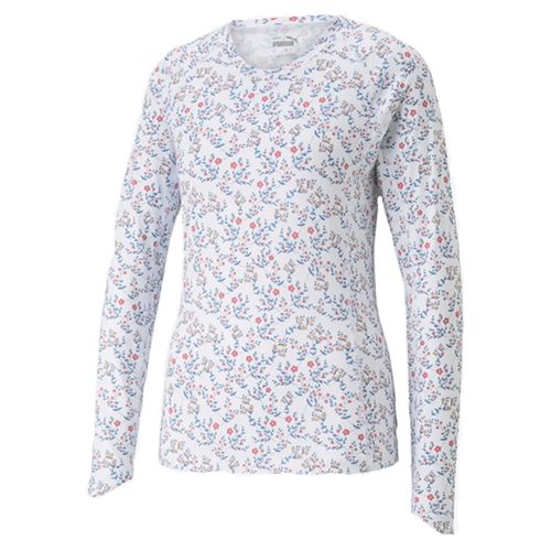 PUMA Women's YouV Micro Floral Crew Golf Shirt