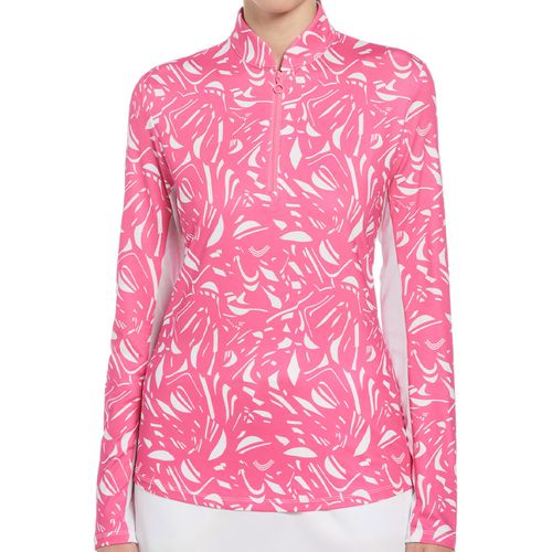 Ben Hogan Women's Abstract Print Sun Protection 1/4 Zip Long Sleeve Shirt