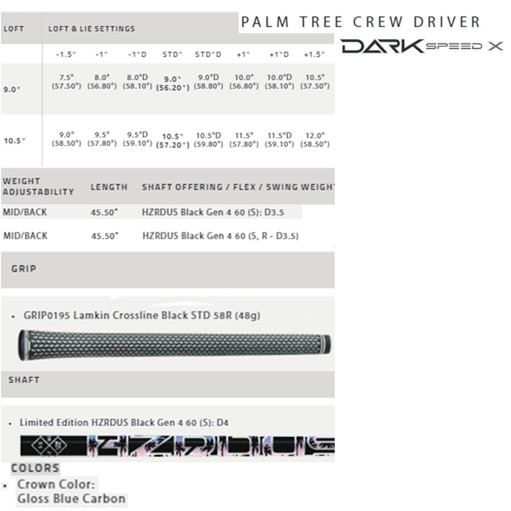 Cobra Limited Edition DARKSPEED X Palm Tree Crew Driver - Worldwide ...