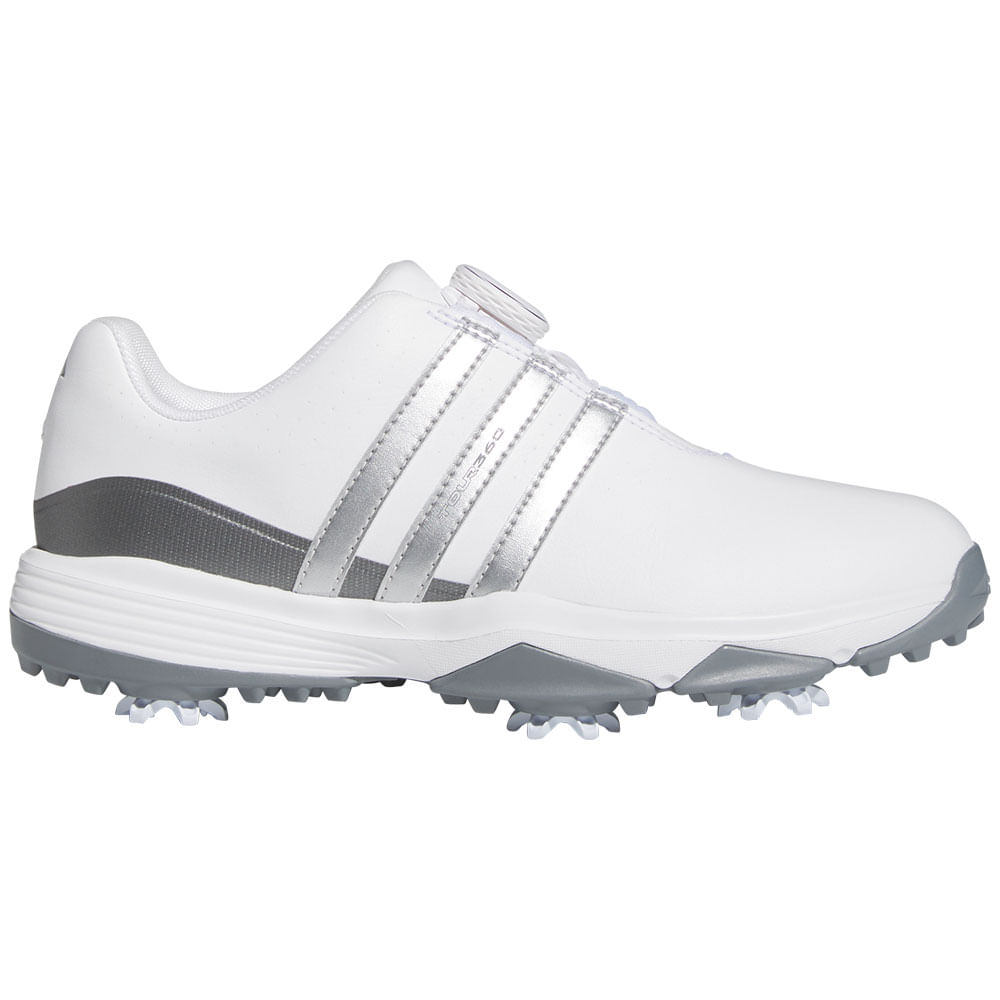 Adidas Youth Tour360 24 BOA Golf Shoes Size 5 White Silver Grey