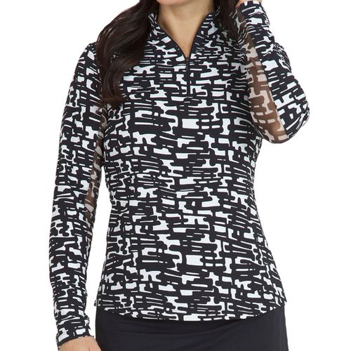 IBKUL Women's Juno Print Mock Neck Long Sleeve Top
