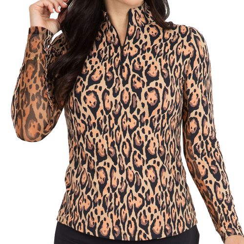IBKUL Women's Gemma Print Mock Neck Long Sleeve Top