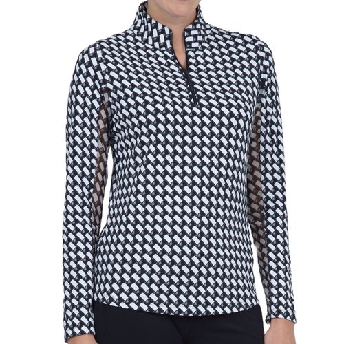 IBKUL Women's Brooke Print Long Sleeve Mock Top
