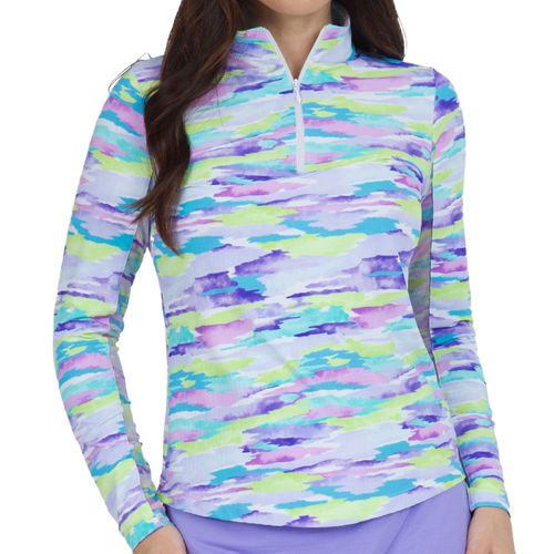 IBKUL Women's Jessie Print Long Sleeve Mock Top
