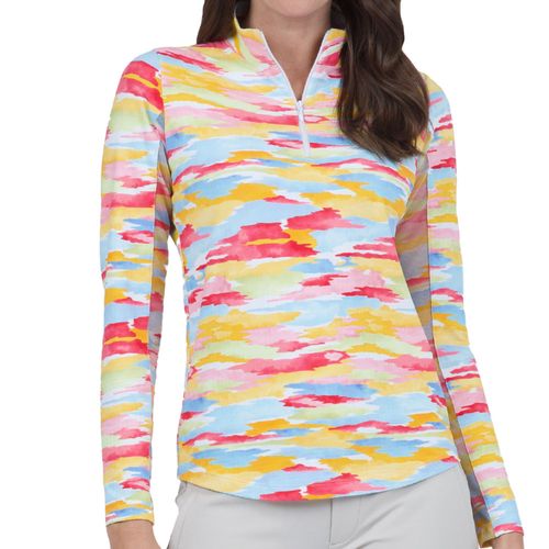 IBKUL Women's Jessie Print Long Sleeve Mock Top