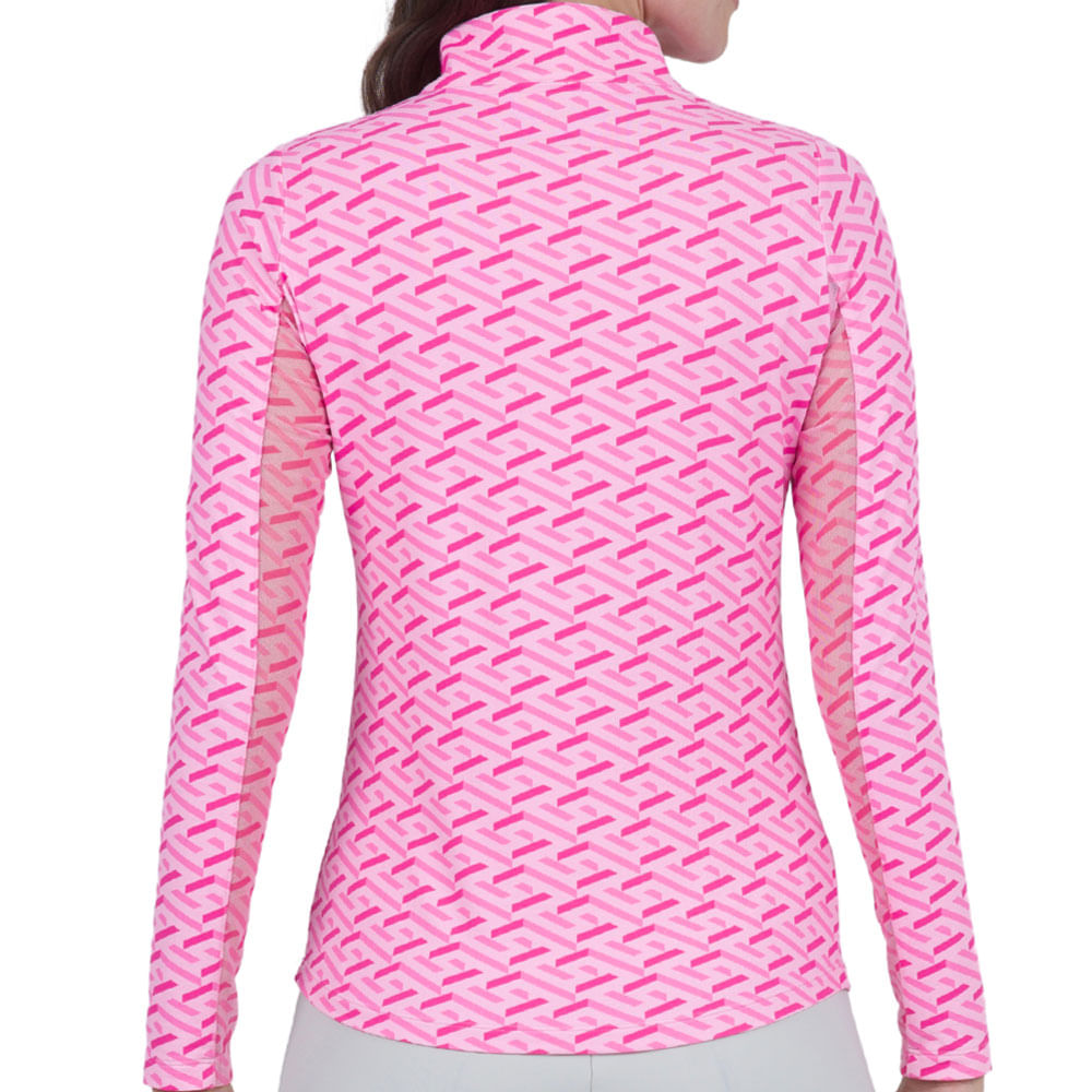 高い信頼 厚い信頼 IBKUL Women's Long Sleeve Mock Neck Top - Fatima Print Clothing