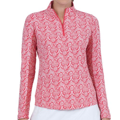 IBKUL Women's Long Sleeve Mock Neck Top - Leslie Print
