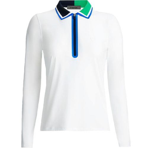 G/FORE Women's Color Block Silky Tech Nylon Long Sleeve 1/4 Zip Polo