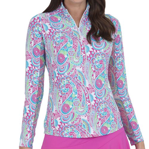 IBKUL Women's Long Sleeve Mock Neck Top - Gloria Print