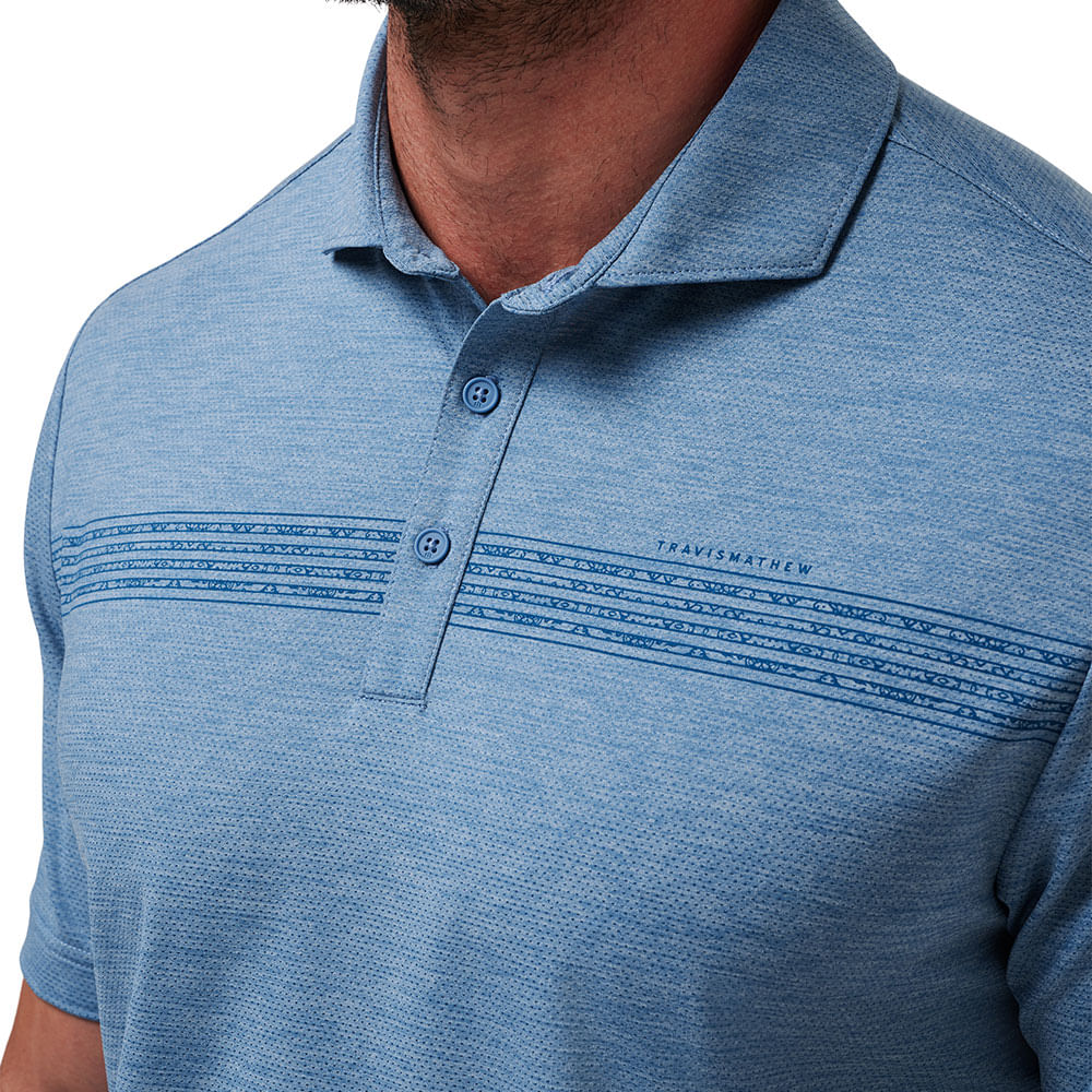 TravisMathew Men's Heater Pro Chest Stripe Polo - Worldwide