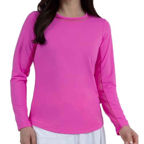 IBKUL Women's Long Sleeve Crew Neck with Mesh