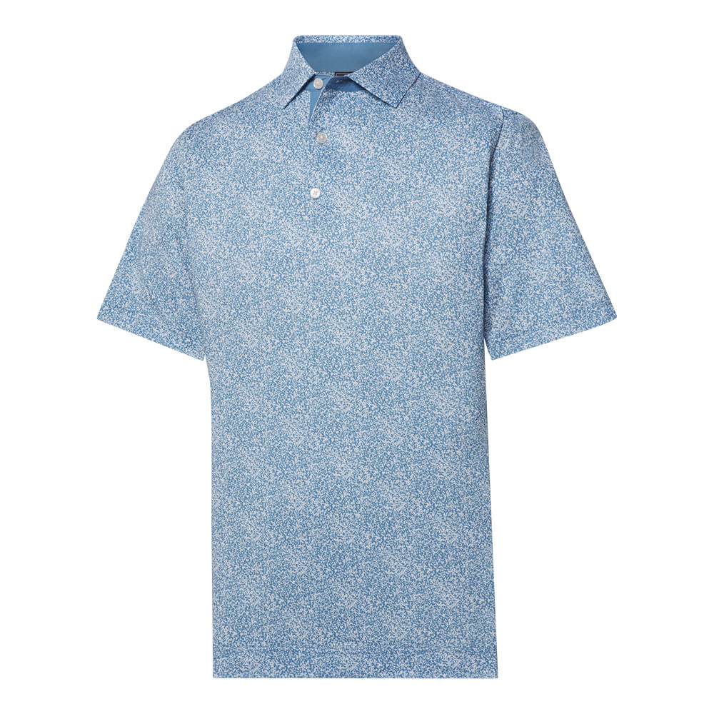 FootJoy Floral Sketch Print Lisle Golf Polo Shirt - Blue Jay/White