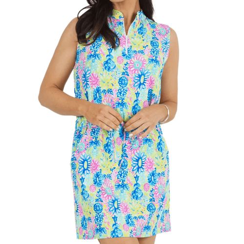 IBKUL Women's Sleeveless Drawstring Dress - Lilli Print