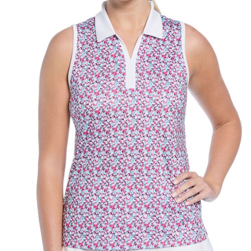 Ben Hogan Women's Colorblocked Sleeveless Polo - Mini Floral Print
