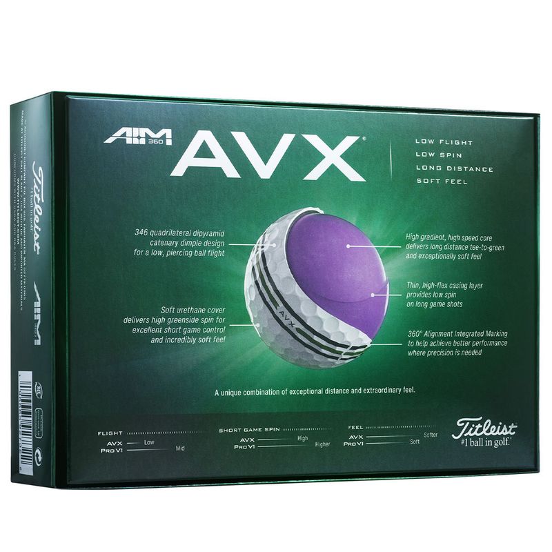72 Balles De Golf Titleist AVX 360 Aim 2025 – Blanches – 6 Douzaines – Neuves