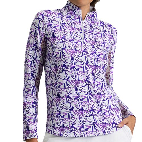 IBKUL Women's Long Sleeve 1/4 Zip Mock Neck Top - Norma Print