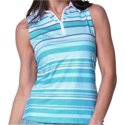 Lucky in Love Women's Linen Nouveau Sleeveless 1/4 Zip Polo