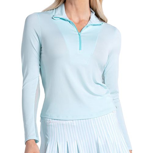 Lucky in Love Women's Free Play Long Sleeve 1/2 Zip Mock Neck Top