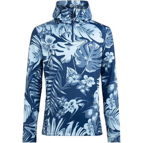 J. Lindeberg Men's Aerial Print Hooded 1/4 Zip Fleece Jacket