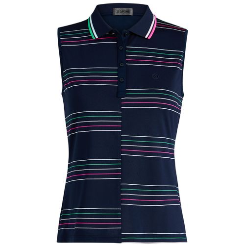 G/FORE Women's Offset Stripe Tech Pique Sleeveless Polo