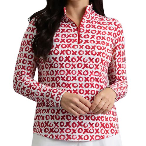 IBKUL Women's Hugs & Kisses 1/4 Zip Mock Neck Pullover