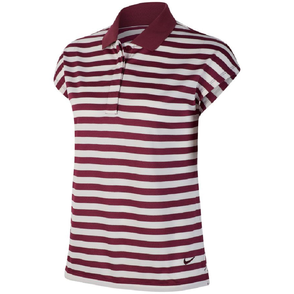 red and white striped golf shirt