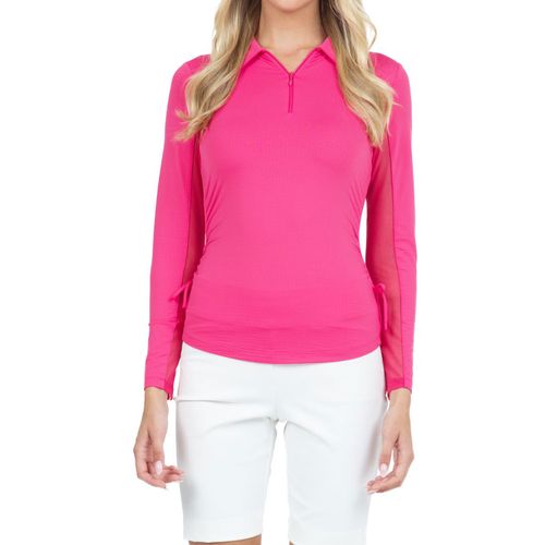 IBKUL Women's Adjustable Length Long Sleeve Zip Polo