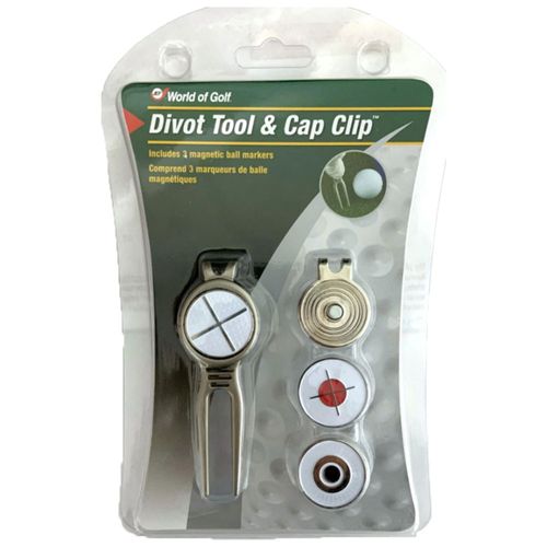 JEF World of Golf Divot Tool With Cap Clip (3 Markers)