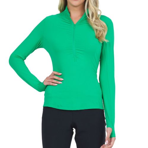 IBKUL Women's Long Sleeved Ruched Mock - Solid