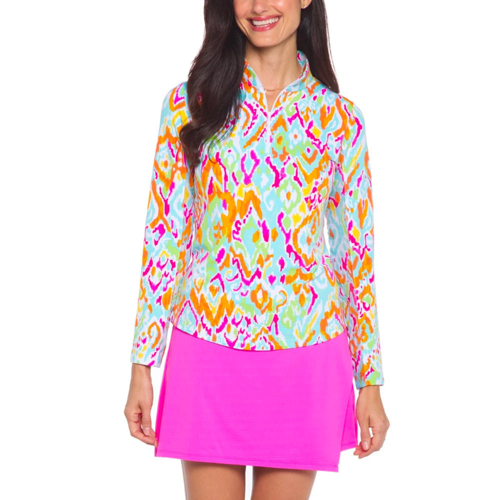 IBKUL Women s Long Sleeve Mock Neck Tillie Print Worldwide