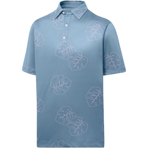 FootJoy Men's Jungle Leaf Print Lisle Self Collar Golf Polo