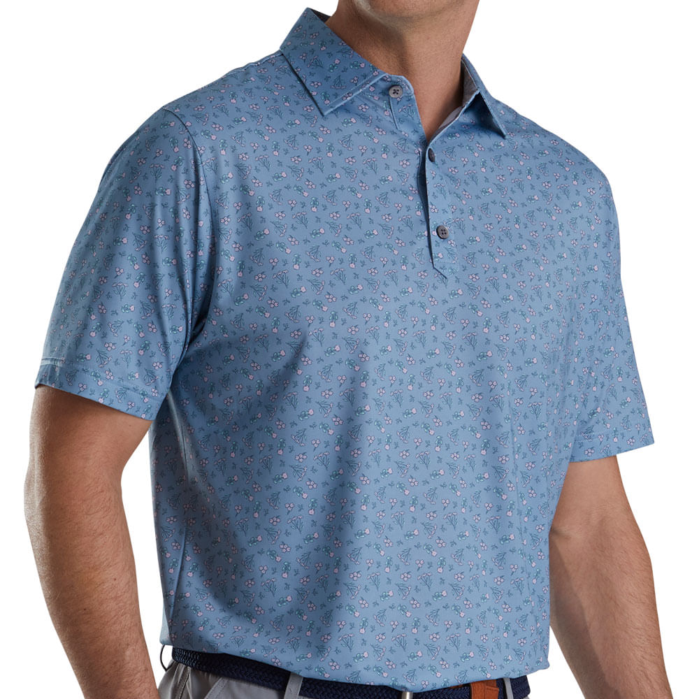 FootJoy Men s Mini Floral Lisle Self Collar Polo Worldwide Golf